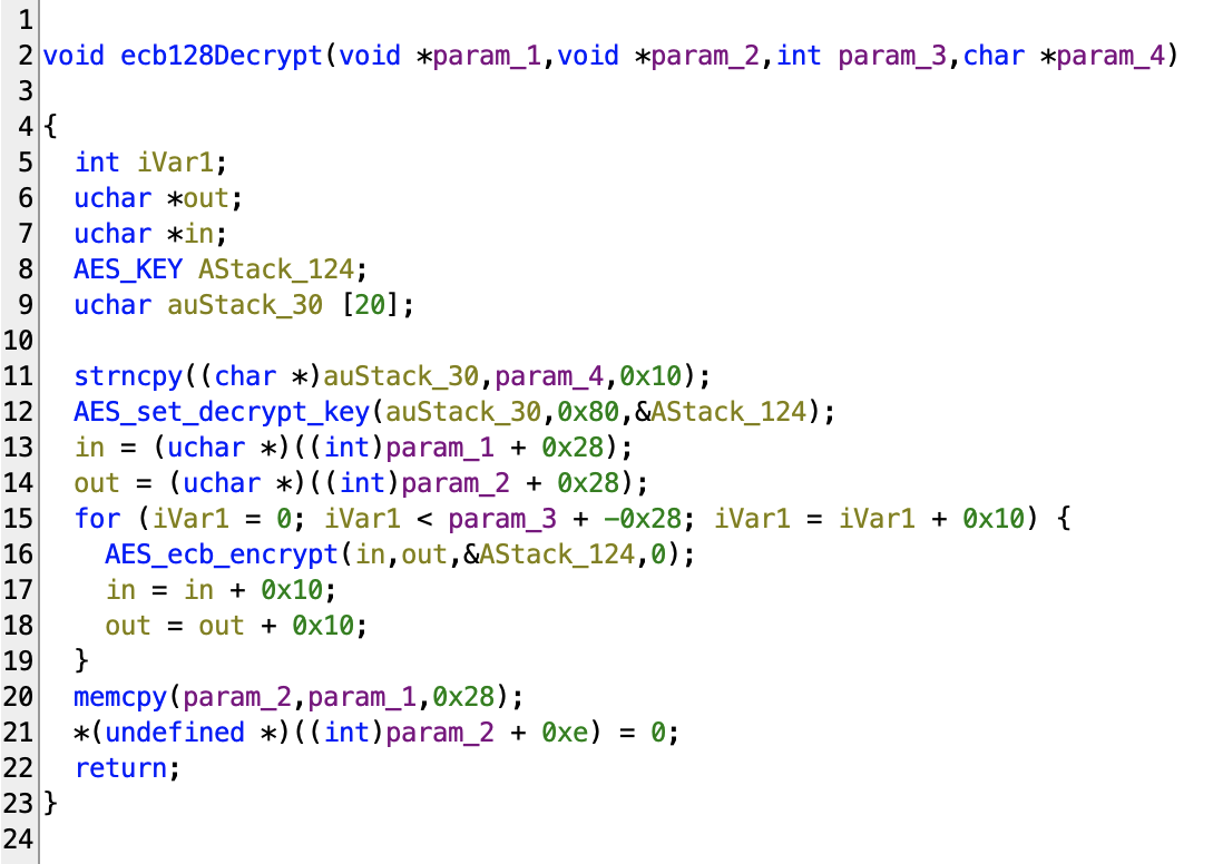 ecb128decrypt function reversed